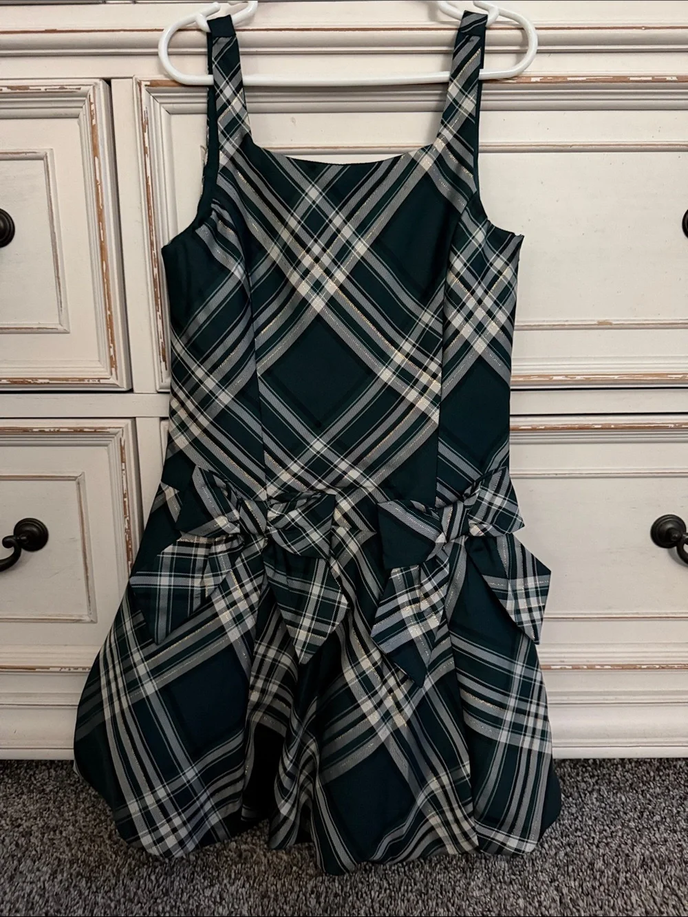 The Children's Place Green Plaid Bow-Trim Party Dress